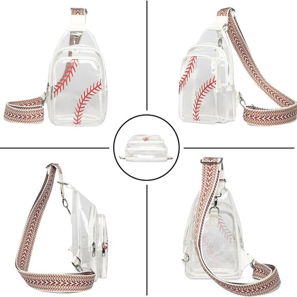 Clear Baseball Bag for Stadium Events Water Resistant Sling Crossbody Purse - Picture 2 of 5